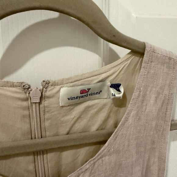 Vineyard Vines Linen Sleeveless Shift Dress Beige Size L - Picture 3 of 3